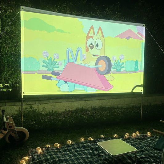 100 inch Backyard Lite Cinema PRO Package outdoor movie screen setup