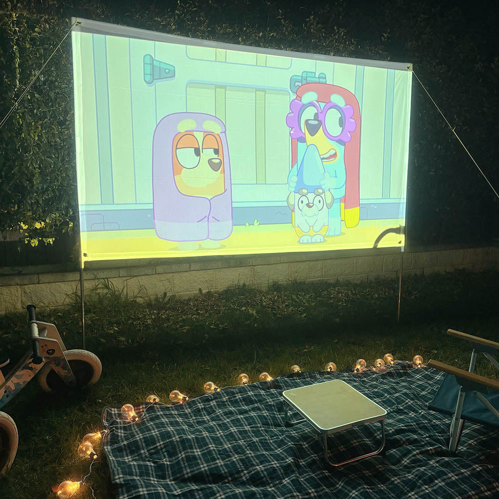 100 inch Backyard Lite Cinema Package outdoor movie screen frame setup