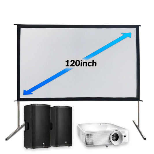 120inch Fast Fold Cinema PRO Package projection screen displayed fully assembled