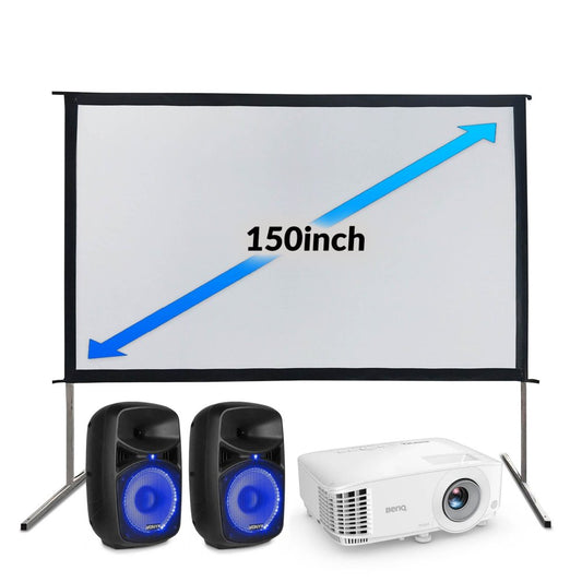 150inch Fast Fold Cinema Package screen set up and ready for projection
